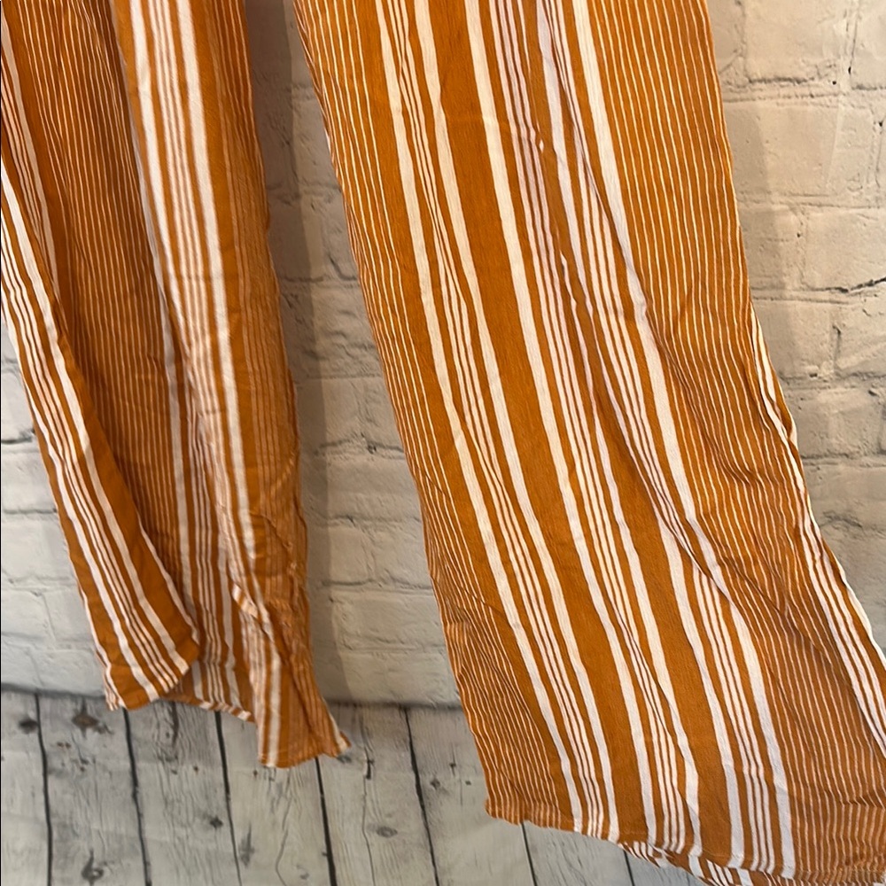 BBJ Striped Mustard and White Wide-Leg Pants - Picture 2 of 9
